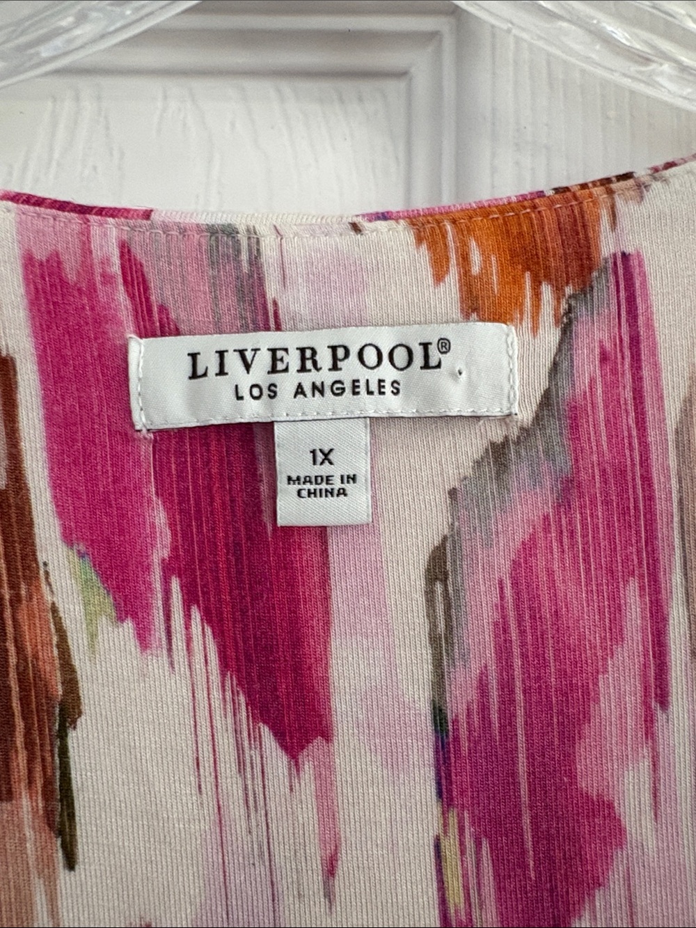 Liverpool Los Angeles Colorful Pink Rayon Spandex Blouse Women’s Plus Size 1X - Picture 2 of 7
